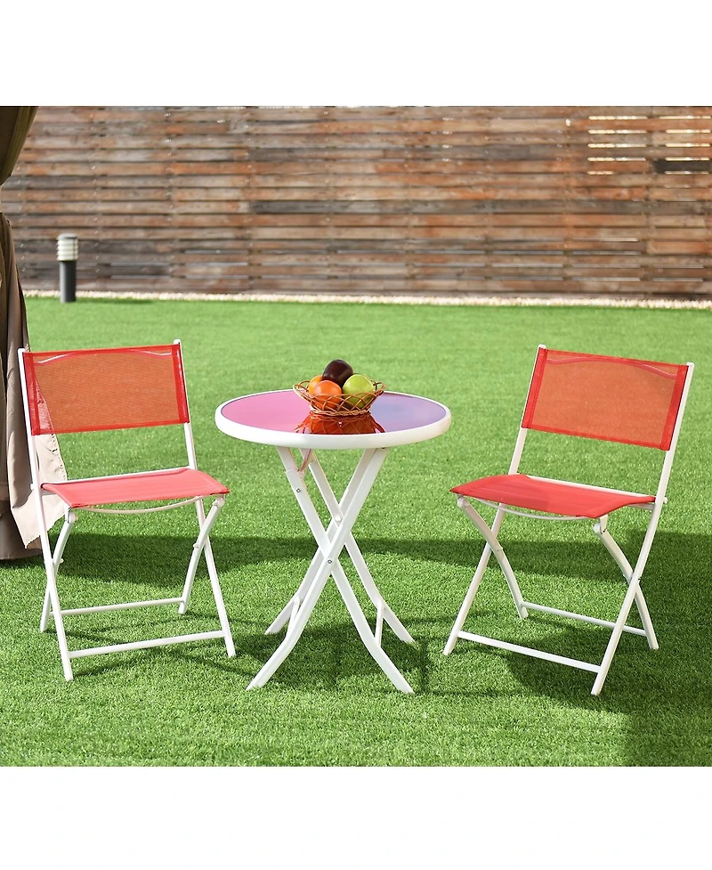 3 Pieces Patio Folding Bistro Set for Balcony or Outdoor Space