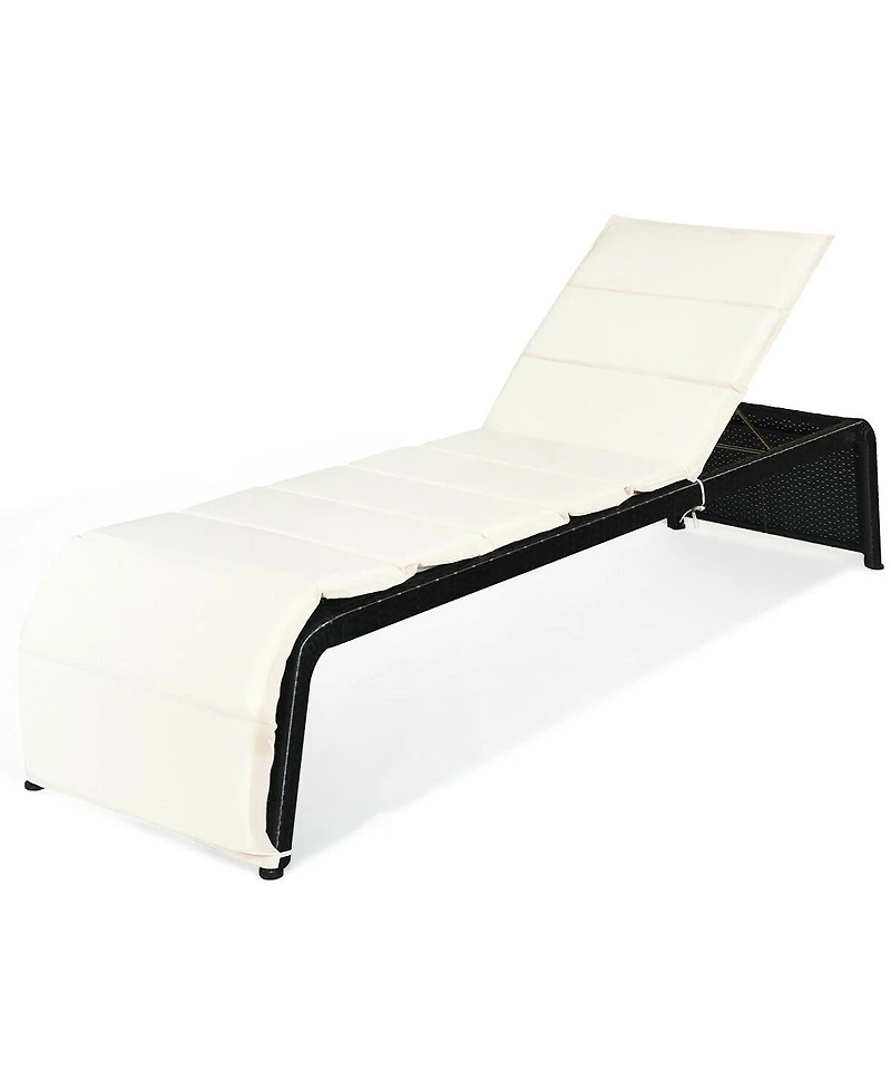 Inolait Adjustable Patio Rattan Lounge Chair with Cushioned