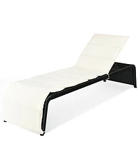 Inolait Adjustable Patio Rattan Lounge Chair with Cushioned