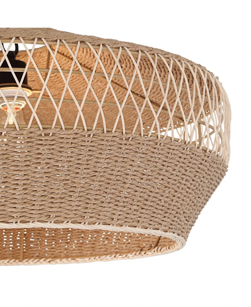 Regency Hill Matias 24 1/2" Modern Pendant Ceiling Light Fixture Dining Room Over Table Kitchen Island Hanging Brown Vine and Rope