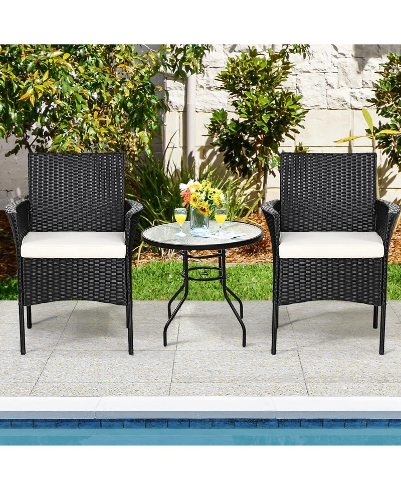 Sugift 2 Pieces Patio Wicker Chairs with Cozy Seat Cushions