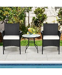 Sugift 2 Pieces Patio Wicker Chairs with Cozy Seat Cushions