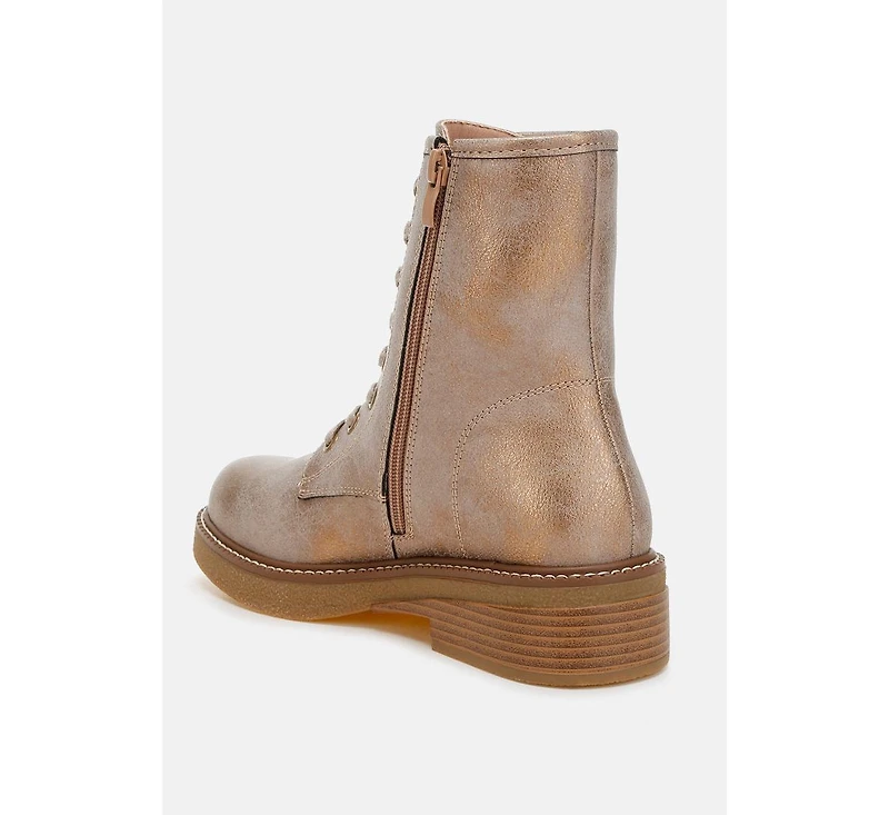 Clover Faux Leather Lace Up Boots Women