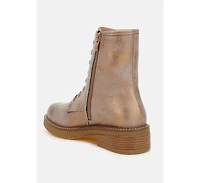 Clover Faux Leather Lace Up Boots Women