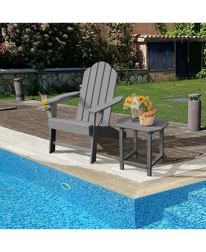 Vebreda Outdoor Adirondack Chair with Built-in Cup Holder for Backyard Porch