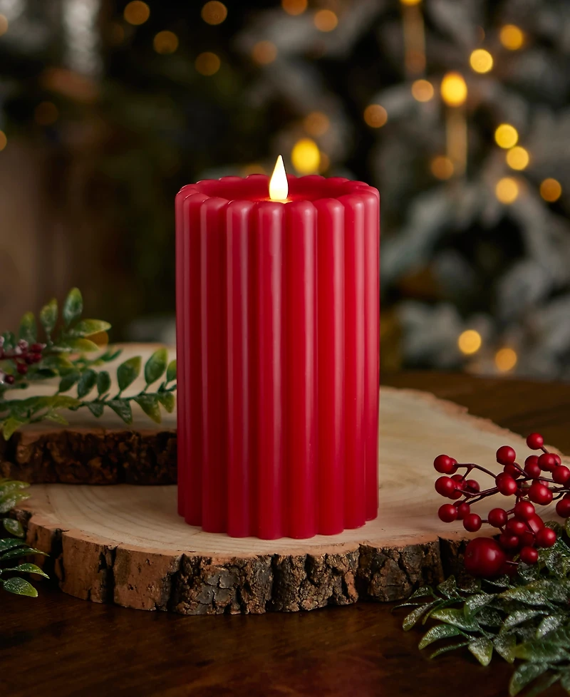 Seasonal Wide Ribbed Motion Flameless Candles, 4x6