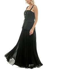 Taylor Women's Structured-Bodice Pleated-Skirt Evening Gown