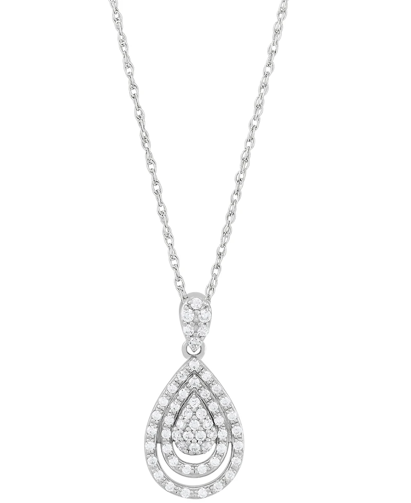 2-Pc. Set Diamond Teardrop Pendant Necklace & Matching Earrings (1 ct. t.w.) in Sterling Silver