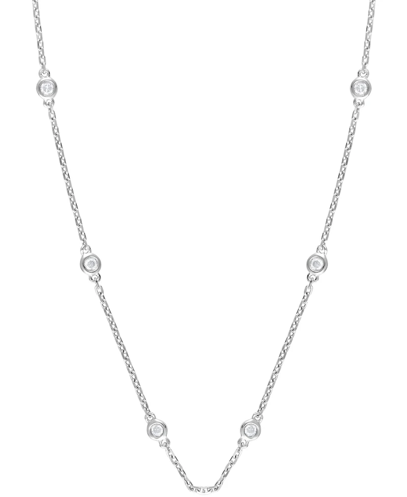 Diamond Bezel Station 18" Necklace (1/2 ct. t.w.) in 14k White Gold