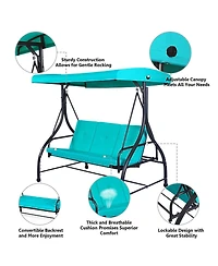 Skonyon 3 Seats Outdoor Swing Hammock with Adjustable Tilt Canopy