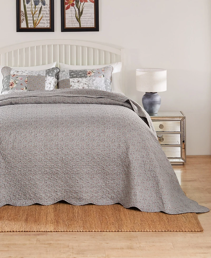 Greenland Home Fashions Giulia Floral Print 3-Pc. Bedspread Set, Queen