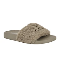 Calvin Klein Women's Amaya Fuzzy Slide Sandals