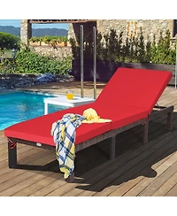 Sugift Paito Wicker Chaise Lounger with Adjustable Backrest