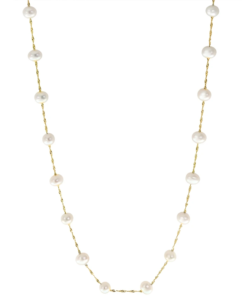 Effy Cultured Freshwater Pearl Station 18" Necklace 14k Gold (5-1/2mm)