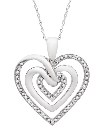 Diamond Multi-Heart 18" Pendant Necklace (1/10 ct. t.w.) in Sterling Silver