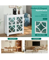 Sugift Kitchen Buffet Sideboard with Glass Doors and Adjustable Shelf