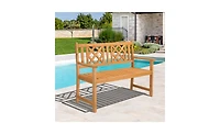 Slickblue Outdoor Garden Fir Wood Bench with Grid Back in Burlywood – Stylish and Durable Seating Solution for Patios, Gardens, and Outdoor Spa