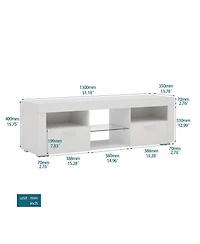 Slickblue Sleek White Modern Tv Stand with Led Lighting – Glossy Finish for Living Room, Lounge, or Bedroom