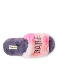 Dearfoams Girls Lana Fuzzy Slide Slipper Bird