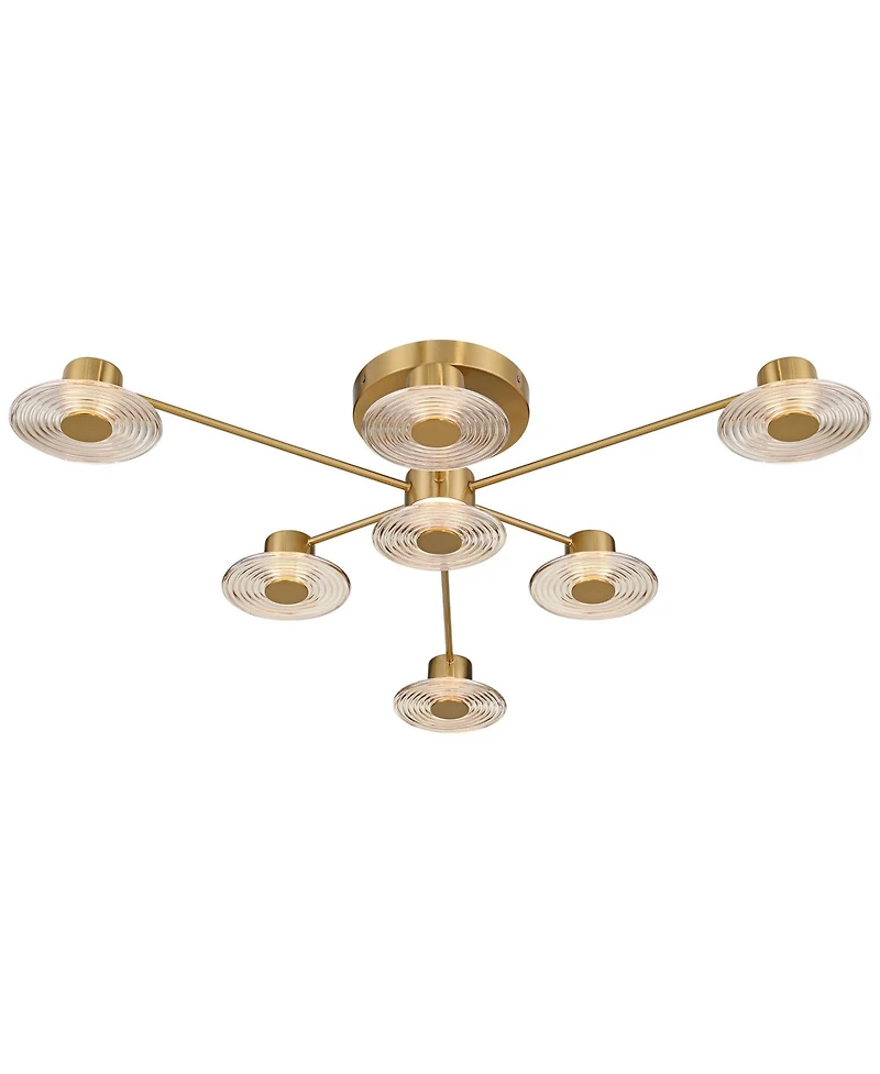 Possini Euro Design Chapman 33 1/2" Modern Semi Flush-Mount Ceiling Light Fixture Kitchen Sputnik 7-Light Led Warm Gold Finish