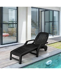 Sugift Adjustable Patio Sun Lounger with Weather Resistant Wheels