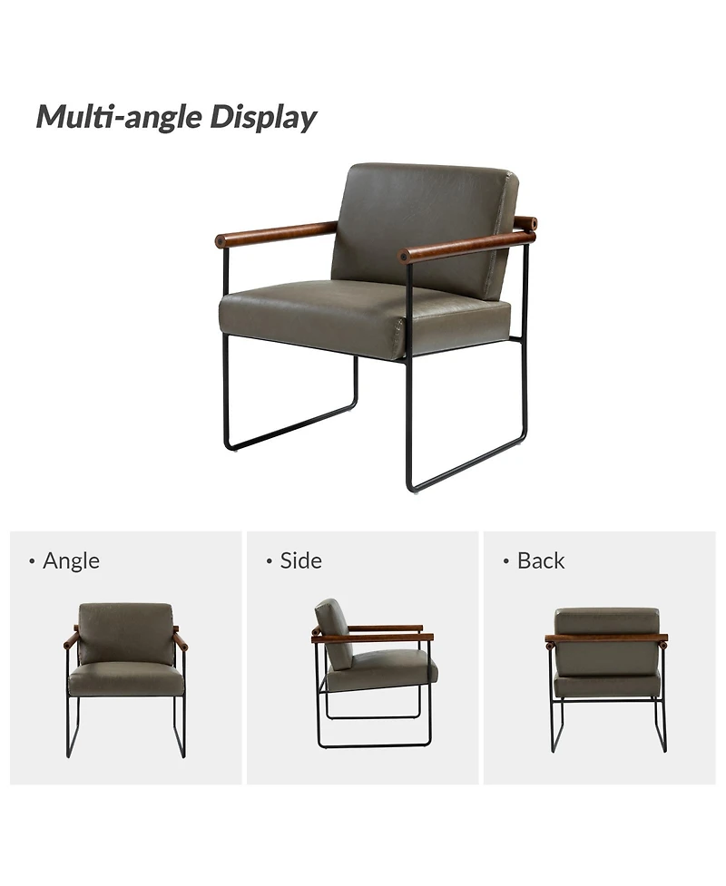 Hulala Home Justo Modern Arm Chair with Sturdy Metal Tube Side