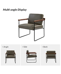 Hulala Home Justo Modern Arm Chair with Sturdy Metal Tube Side