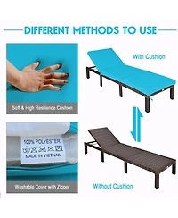 Sugift Paito Wicker Chaise Lounger with Adjustable Backrest