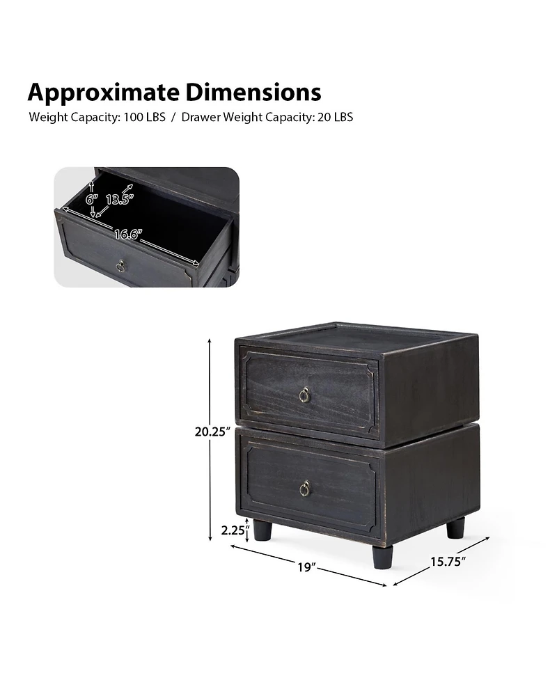 Hulala Home Scipione Transitional 2 - Drawer Nightstand with Multiple Configurations