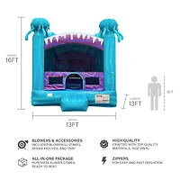 JumpOrange Electric Commercial Grade Bounce House Inflatable 13 x 13 (with Blower), for Kids 5-12 and Adults, Outdoor Indoor, Basketball Hoop Inside,