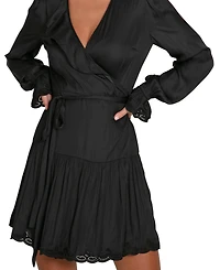 Belle & Bloom Women's Wild Flower Embroidered Wrap Dress