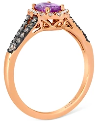 Le Vian Grape Amethyst (3/4 ct. t.w.) & Diamond (3/8 ct. t.w.) Halo Split Shank Ring in 14k Rose Gold