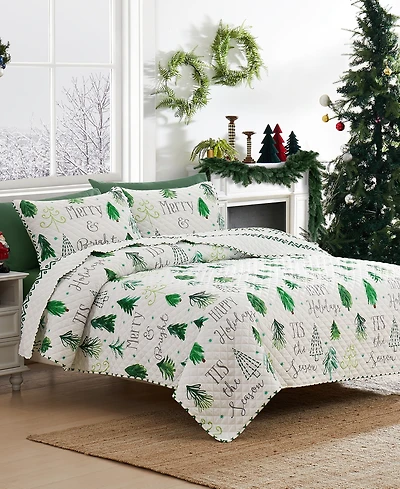 Avanti Christmas Trees Reversible 3-Pc. Quilt Set, King