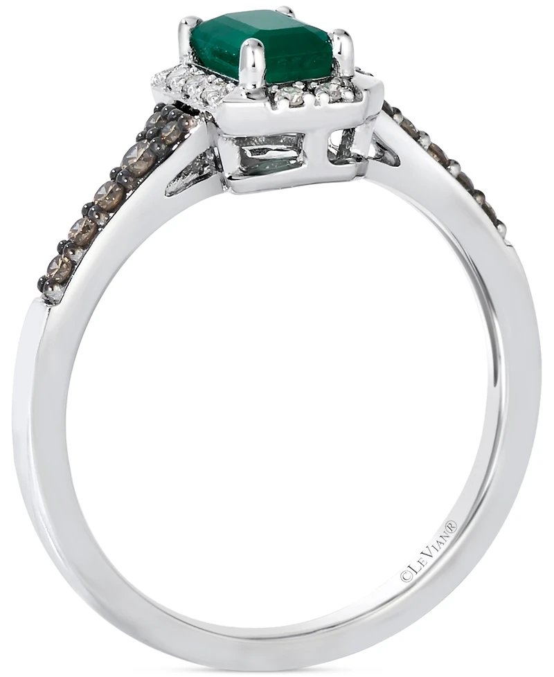 Le Vian Emerald (1/3 ct. t.w.), Nude Diamond (1/20 ct. t.w.) & Chocolate Diamond (1/6 ct. t.w.) Ring in 14k White Gold