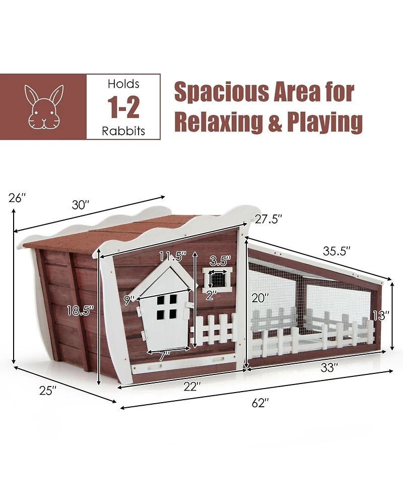 Sugift 62 Inch Wooden Rabbit/Dog Hutch with Pull Out Tray