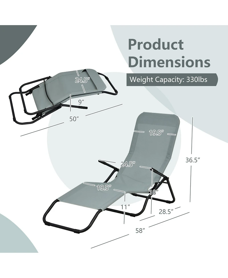 Sugift 2 Pieces Stackable Portable Patio Chaise Lounger with Rocking Design