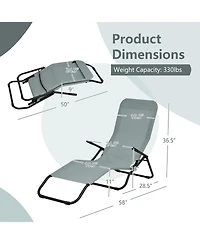 Sugift 2 Pieces Stackable Portable Patio Chaise Lounger with Rocking Design