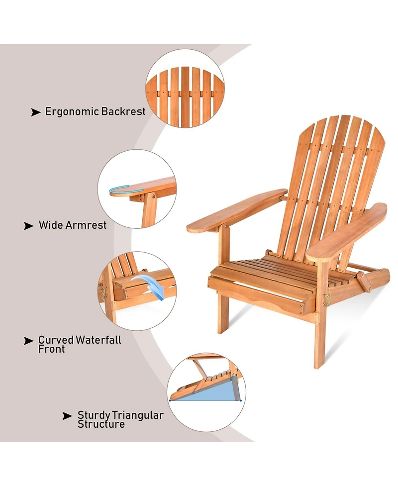 Vebreda Eucalyptus Chair Foldable Outdoor Wood Lounger Chair