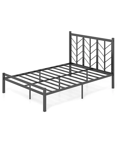 Full Size Platform Bed with Headboard 11.5" Under Bed Storage Easy Assembly