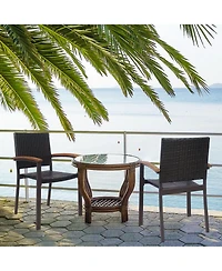 Sugift Set of 2 Outdoor Patio Pe Rattan Dining Chairs