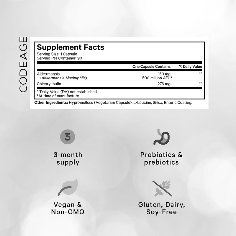 Codeage Akkermansia Muciniphila Probiotic Ultra - High-Potency 500M AFUs Akkermansia Probiotic Supplement