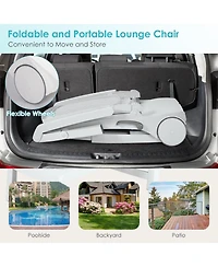 Sugift Adjustable Patio Sun Lounger with Weather Resistant Wheels