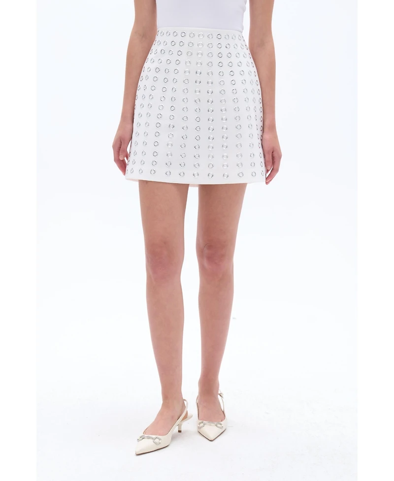 Nocturne Women's Eyelet Detailed Mini Skirt