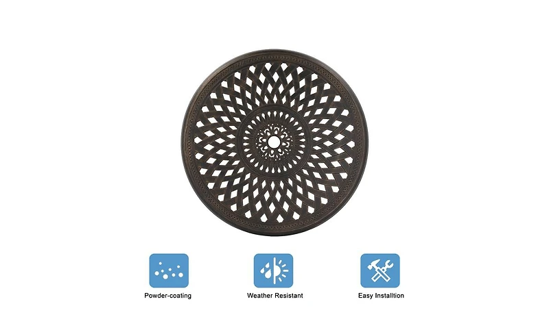 Slickblue Circular Diamond Top Courtyard Cast Aluminum Table – Bronze Finish