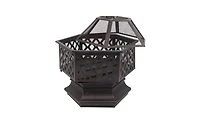 Slickblue 22" Hexagonal Iron Fire Pit, Wood Burning Brazier for Backyard & Poolside Decoration