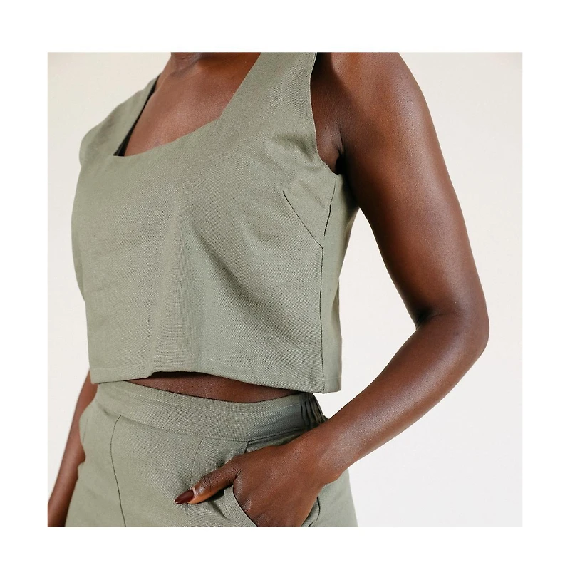Poplinen Women's Malai Linen Crop Top