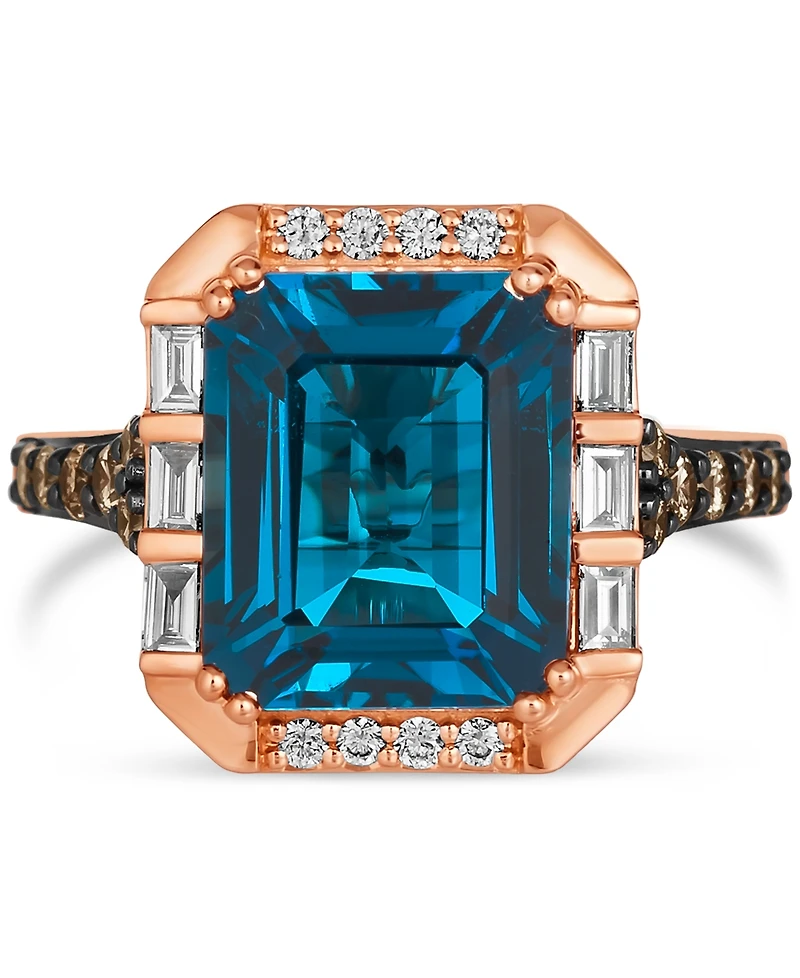 Le Vian London Blue Topaz (6 ct. t.w.) & Diamond (5/8 ct. t.w.) Statement Ring in 14k Rose Gold