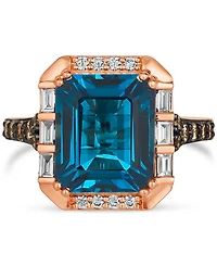 Le Vian London Blue Topaz (6 ct. t.w.) & Diamond (5/8 ct. t.w.) Statement Ring in 14k Rose Gold