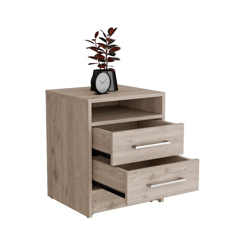 Streamdale Eter Nightstand, Superior Top, Two Drawers - Light Gray