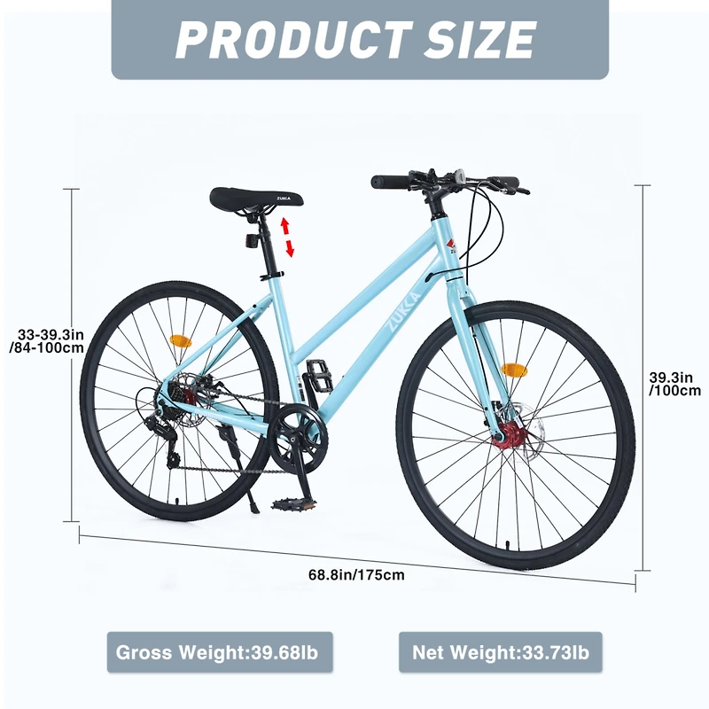 Streamdale Furniture 7 Speed Hybrid bike Disc Brake 700C Road Bike For men women's City Bicycle
